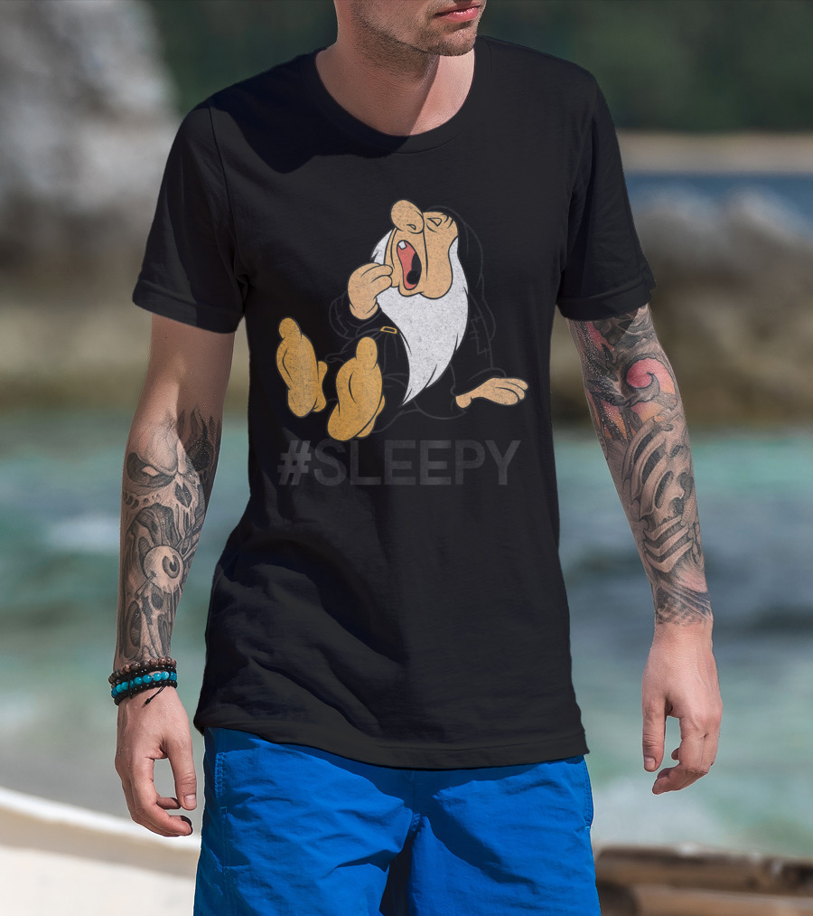 Disney Snow White #Sleepy Dwarf Yawning Image T-Shirt