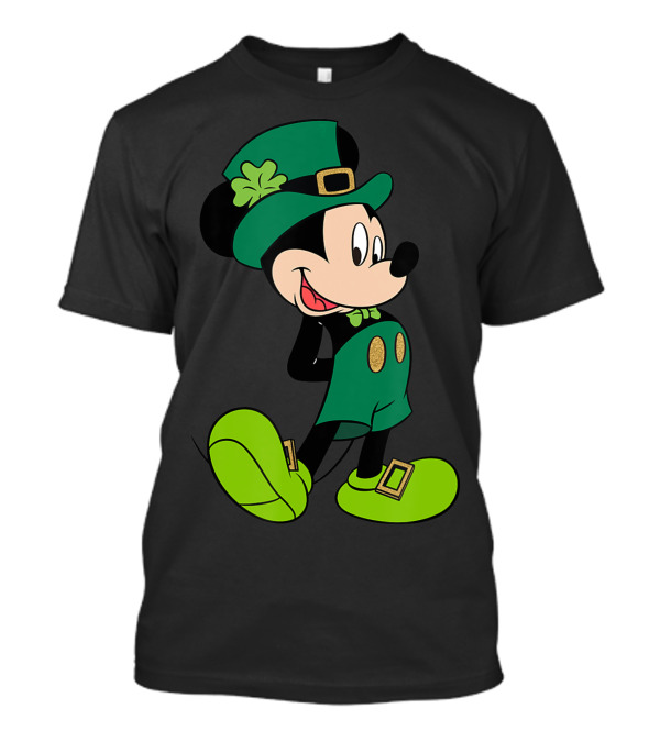 Disney St Patricks Day Leprechaun Mickey Mouse In Green Hat And Shoes T-Shirt
