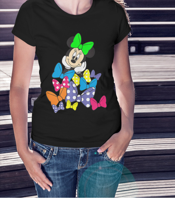 Disney St Patricks Day Minnie Mouse Colorful Bows T-Shirt