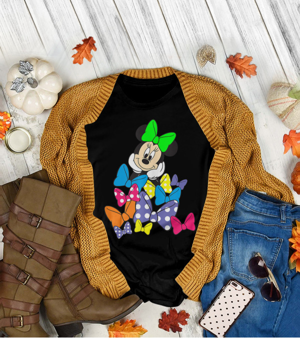Disney St Patricks Day Minnie Mouse Colorful Bows T-Shirt
