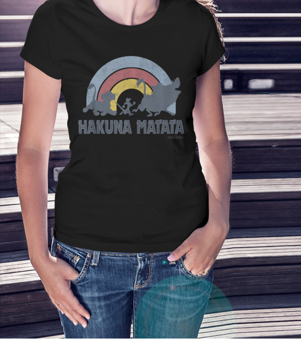 Disney The Lion King Hakuna Matata Distressed Rainbow T-Shirt