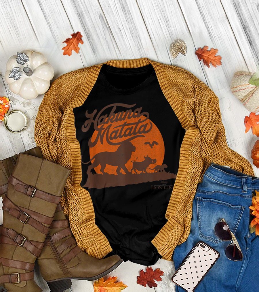Disney The Lion King Hakuna Matata Simba Timon Pumba Silhouette Sunset T-Shirt