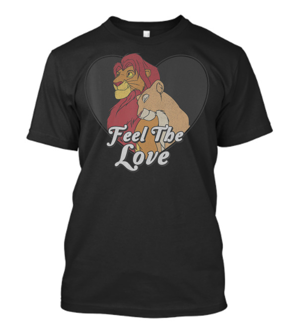 Disney The Lion King Feel The Love Valentine's Day Simba And Nala Heart T-Shirt
