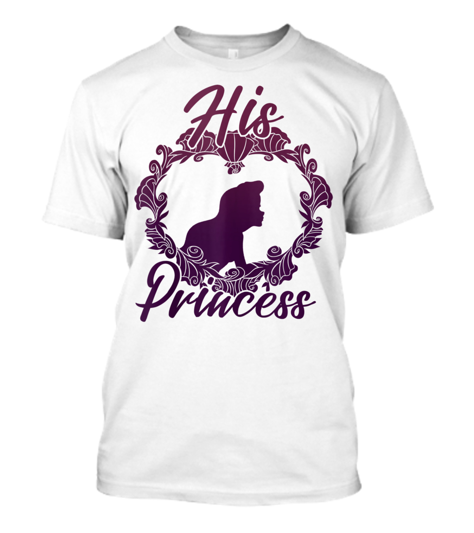Disney The Little Mermaid Ariel His Princess Silhouette Floral Frame T-Shirt