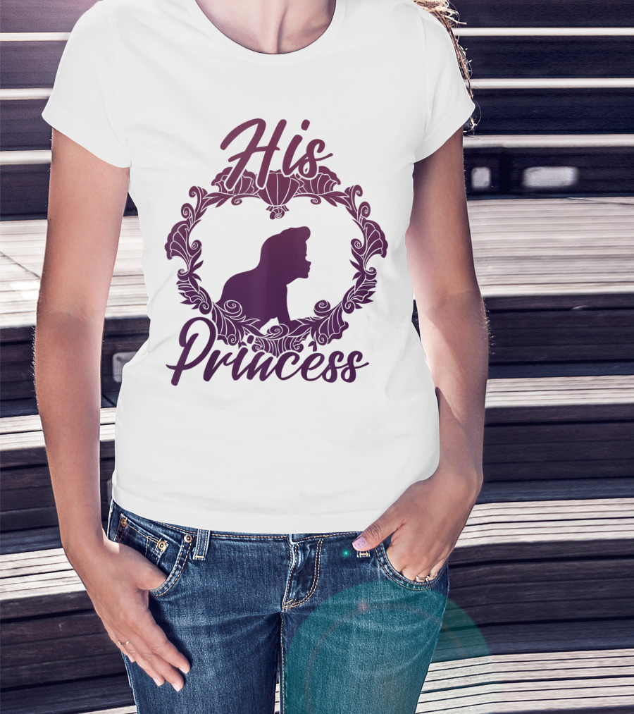 Disney The Little Mermaid Ariel His Princess Silhouette Floral Frame T-Shirt