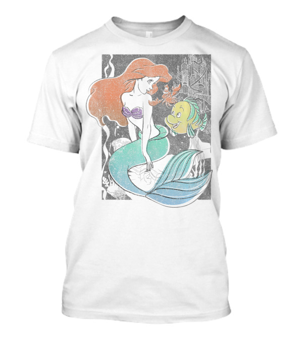 Disney The Little Mermaid Ariel With Sebastian And Flounder Colorful T-Shirt