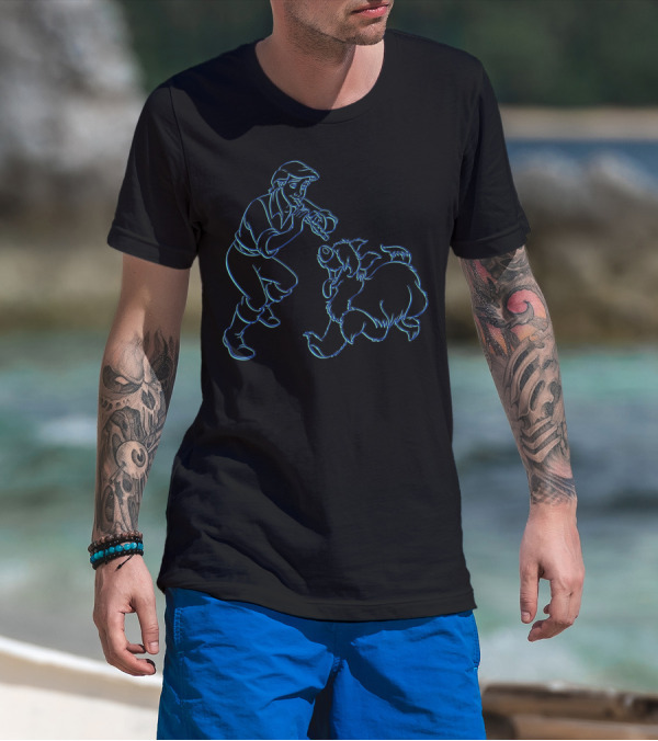 Disney The Little Mermaid Neon Prince Eric And Max Playful Moment T-Shirt
