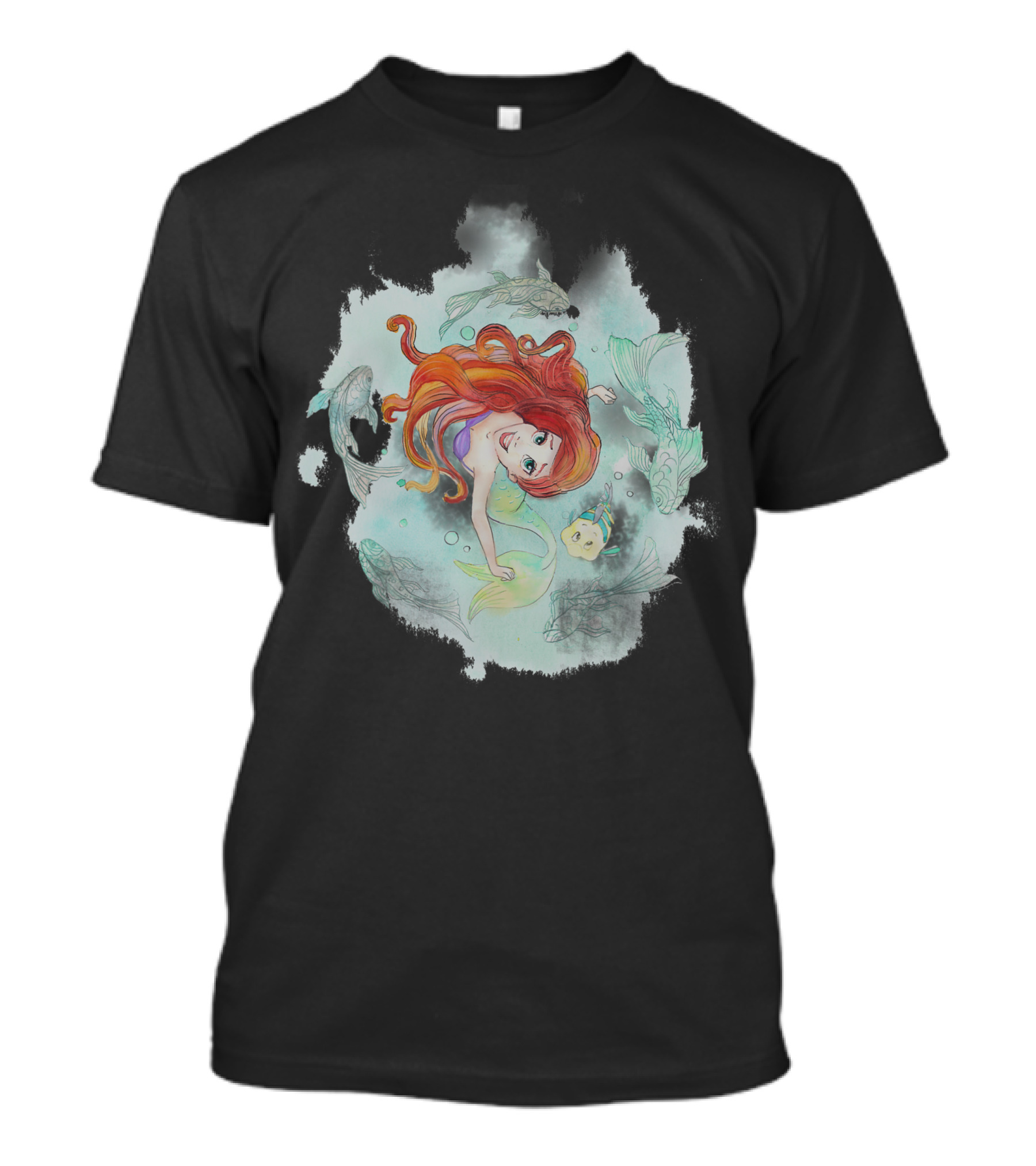 Disney The Little Mermaid Ariel Watercolor Swim With Undersea Friends T-Shirt