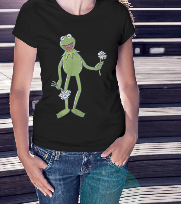 Disney The Muppets Kermit The Frog Holding Flowers T-Shirt