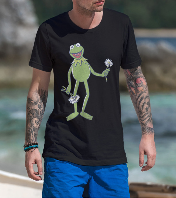 Disney The Muppets Kermit The Frog Holding Flowers T-Shirt