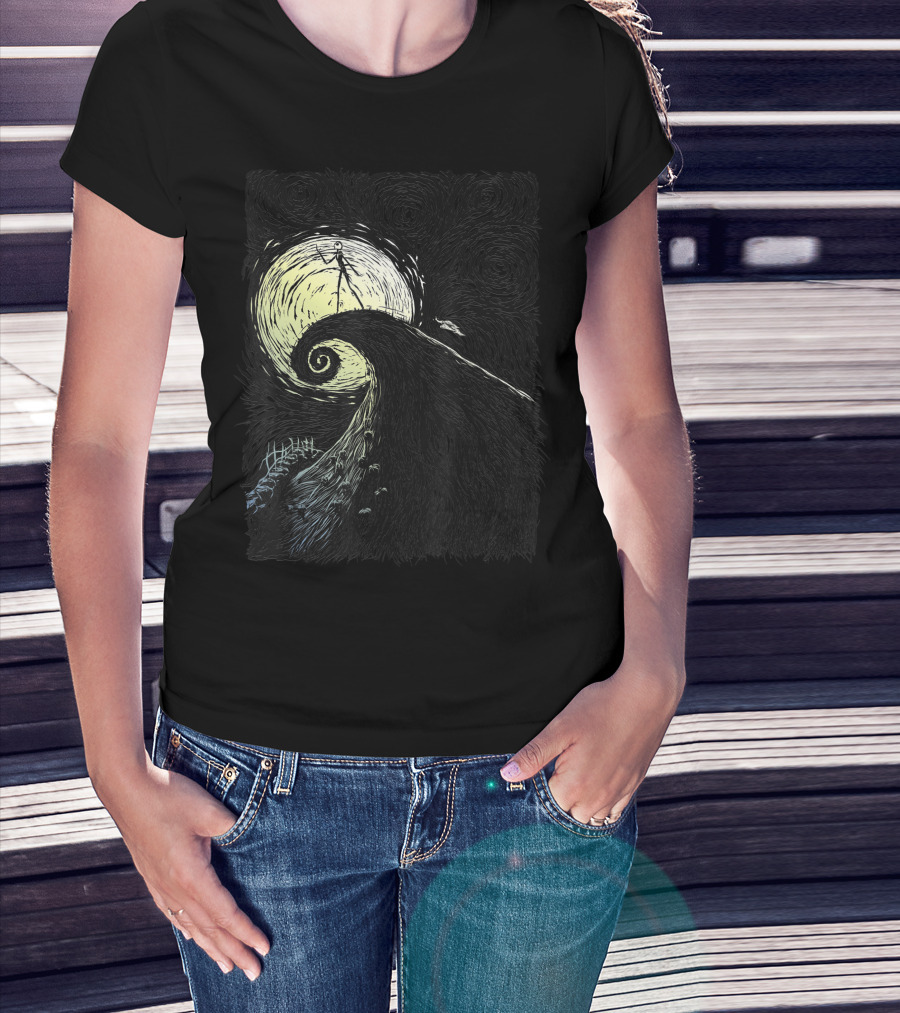 Disney The Nightmare Before Christmas Spiral Hill Van Gogh Starry Night T-Shirt