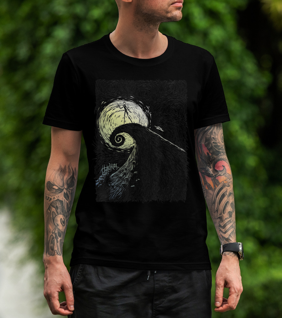 Disney The Nightmare Before Christmas Spiral Hill Van Gogh Starry Night T-Shirt