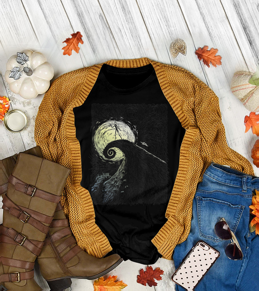 Disney The Nightmare Before Christmas Spiral Hill Van Gogh Starry Night T-Shirt