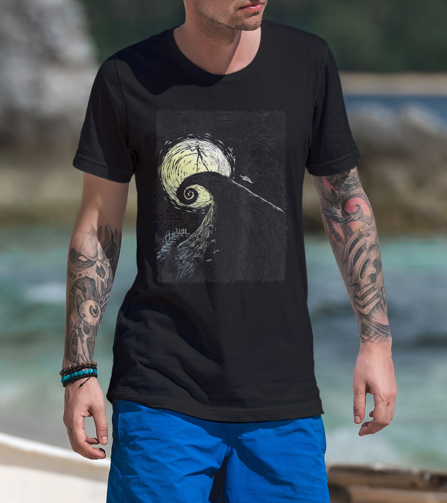 Disney The Nightmare Before Christmas Spiral Hill Van Gogh Starry Night T-Shirt