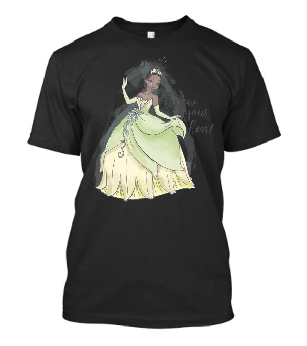 Disney The Princess And The Frog Tiana Follow Your Heart Elegant Green Dress T-Shirt