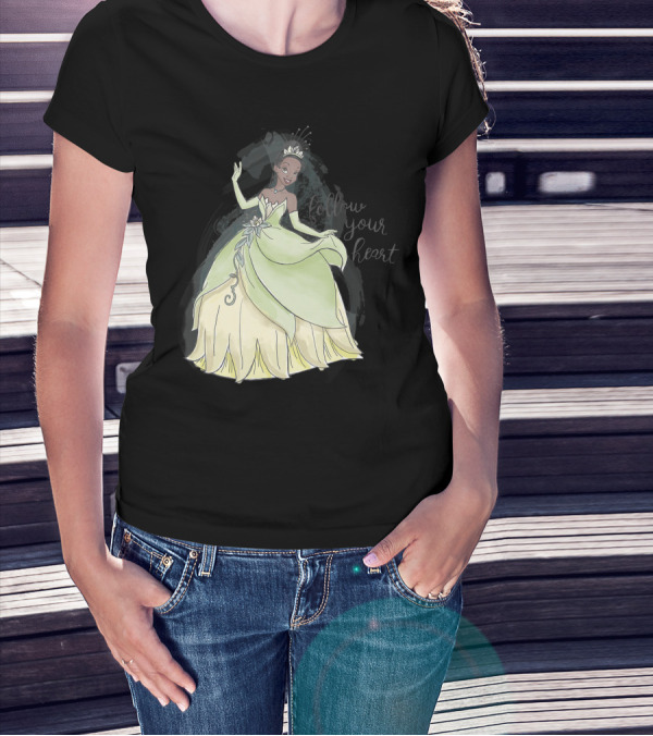 Disney The Princess And The Frog Tiana Follow Your Heart Elegant Green Dress T-Shirt