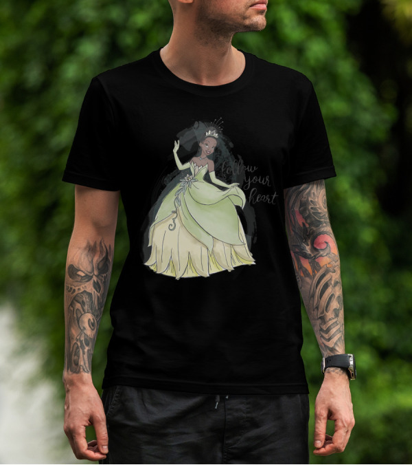 Disney The Princess And The Frog Tiana Follow Your Heart Elegant Green Dress T-Shirt