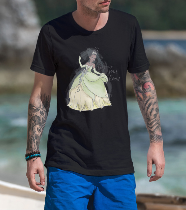 Disney The Princess And The Frog Tiana Follow Your Heart Elegant Green Dress T-Shirt