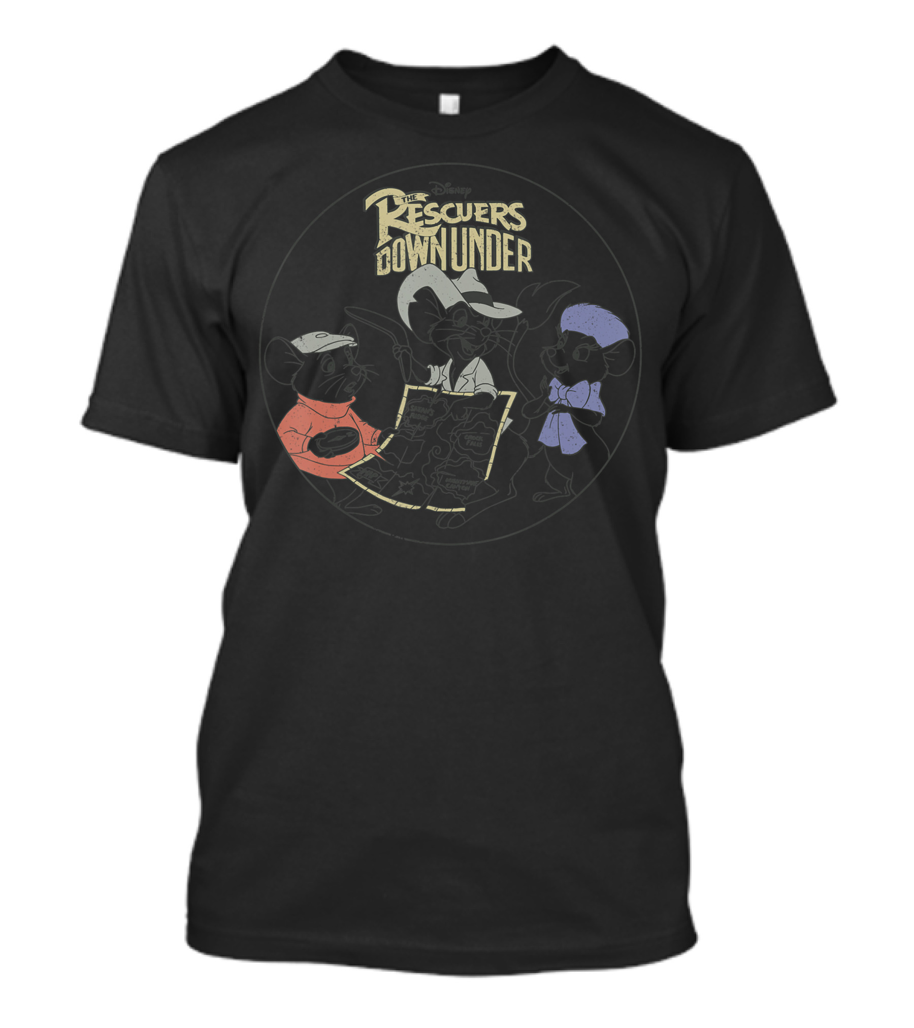 Disney The Rescuers Down Under Adventure Map Characters T-Shirt
