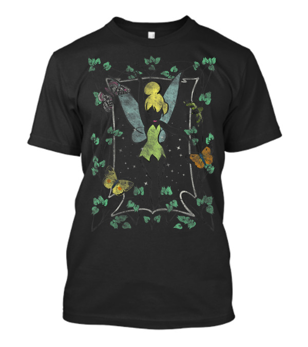 Disney Tinker Bell Butterfly Frame Water Color With Stars And Ivy T-Shirt
