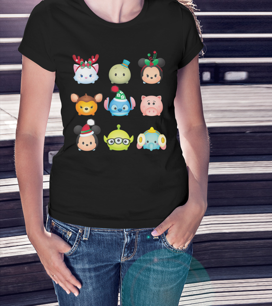 Disney Tsum Tsum Holiday Characters Grid With Minnie Mouse Stitch And More T-Shirt