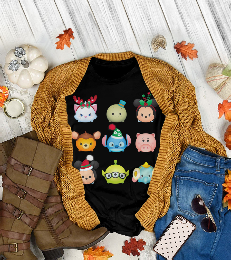 Disney Tsum Tsum Holiday Characters Grid With Minnie Mouse Stitch And More T-Shirt