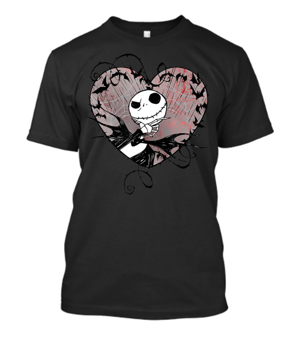 Disney Valentine's Jack Skellington Heart With Bats T-Shirt