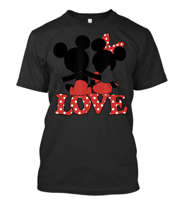 Valentines Disney Mickey Minnie Love Hug Polka Dot T-Shirt