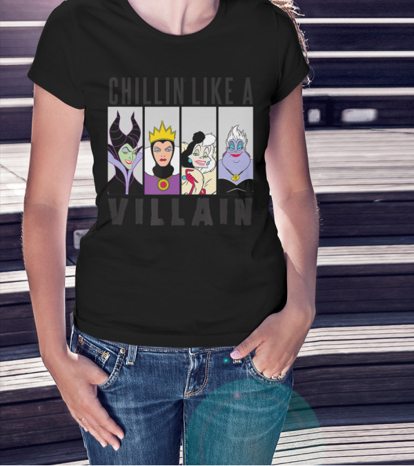 Chillin' Like A Villain Maleficent Evil Queen Cruella Ursula Disney Villain Gang T-Shirt