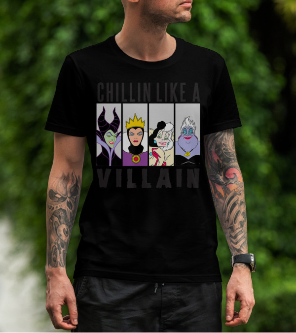 Chillin' Like A Villain Maleficent Evil Queen Cruella Ursula Disney Villain Gang T-Shirt