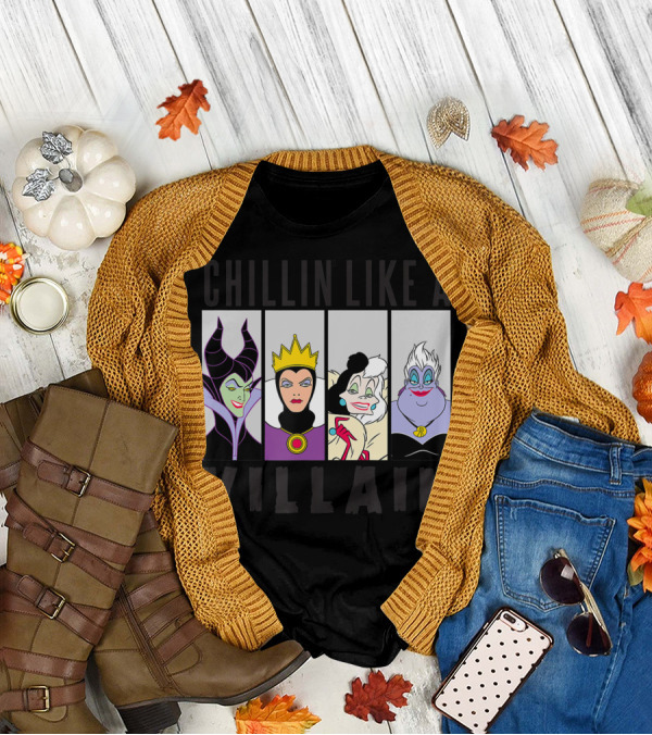 Chillin' Like A Villain Maleficent Evil Queen Cruella Ursula Disney Villain Gang T-Shirt