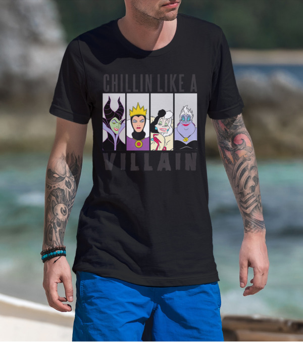 Chillin' Like A Villain Maleficent Evil Queen Cruella Ursula Disney Villain Gang T-Shirt