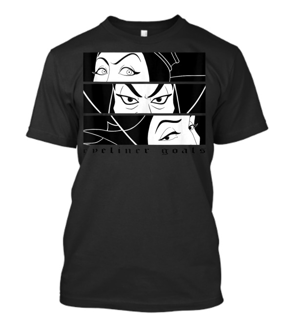 Disney Villains Eyeliner Goals Iconic Stare Panels T-Shirt