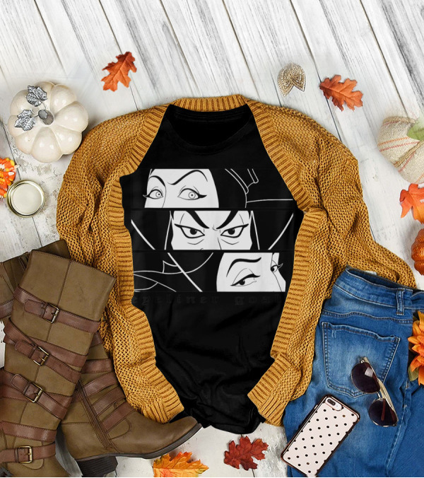 Disney Villains Eyeliner Goals Iconic Stare Panels T-Shirt