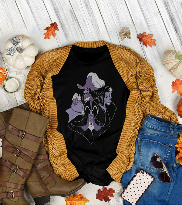 Disney Villains Crew Ursula Captain Hook Cruella De Vil Jafar T-Shirt