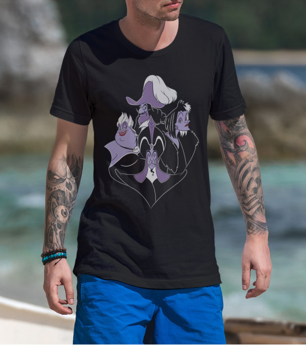 Disney Villains Crew Ursula Captain Hook Cruella De Vil Jafar T-Shirt