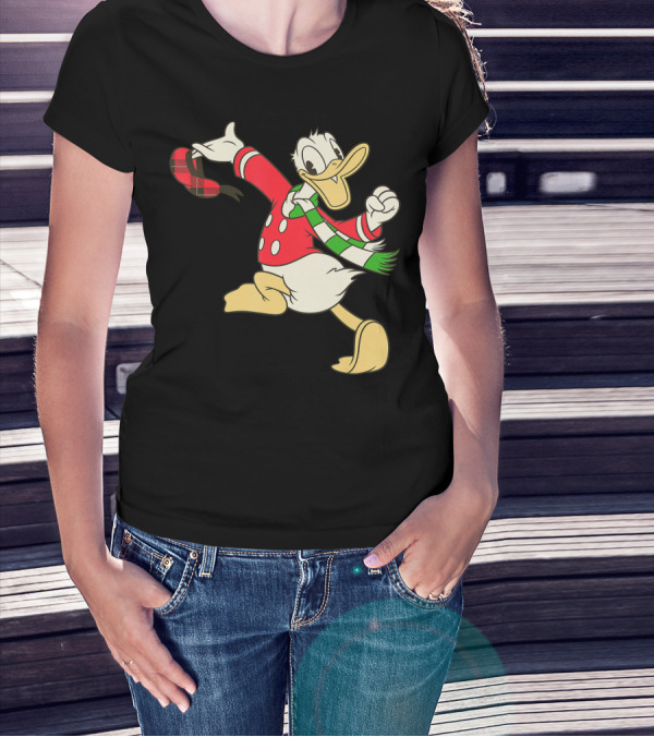 Disney Vintage Donald Duck Christmas Sweater Scarf T-Shirt