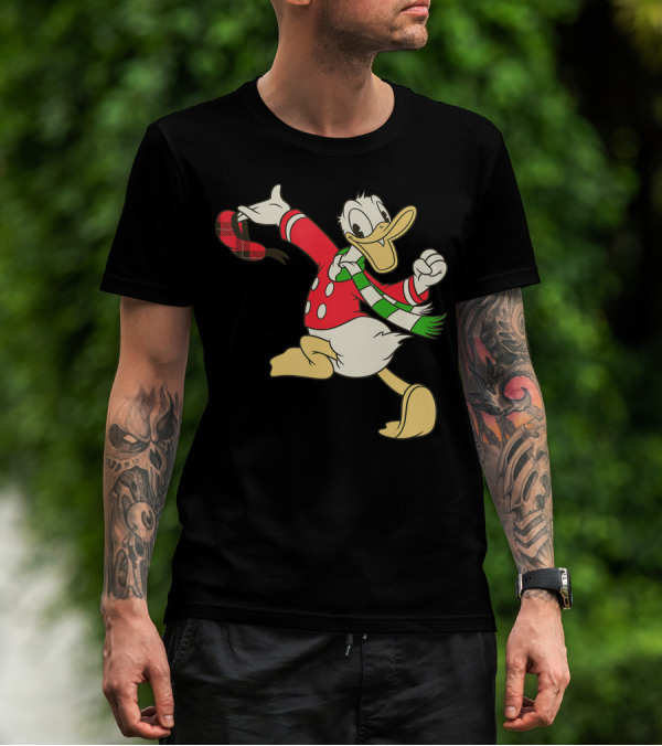 Disney Vintage Donald Duck Christmas Sweater Scarf T-Shirt