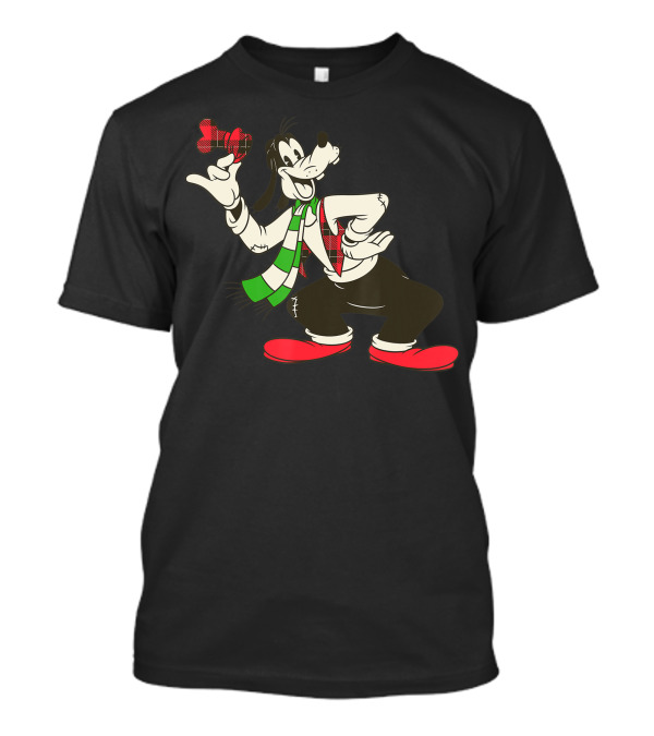 Disney Vintage Goofy Plaid Scarf Christmas Holiday T-Shirt