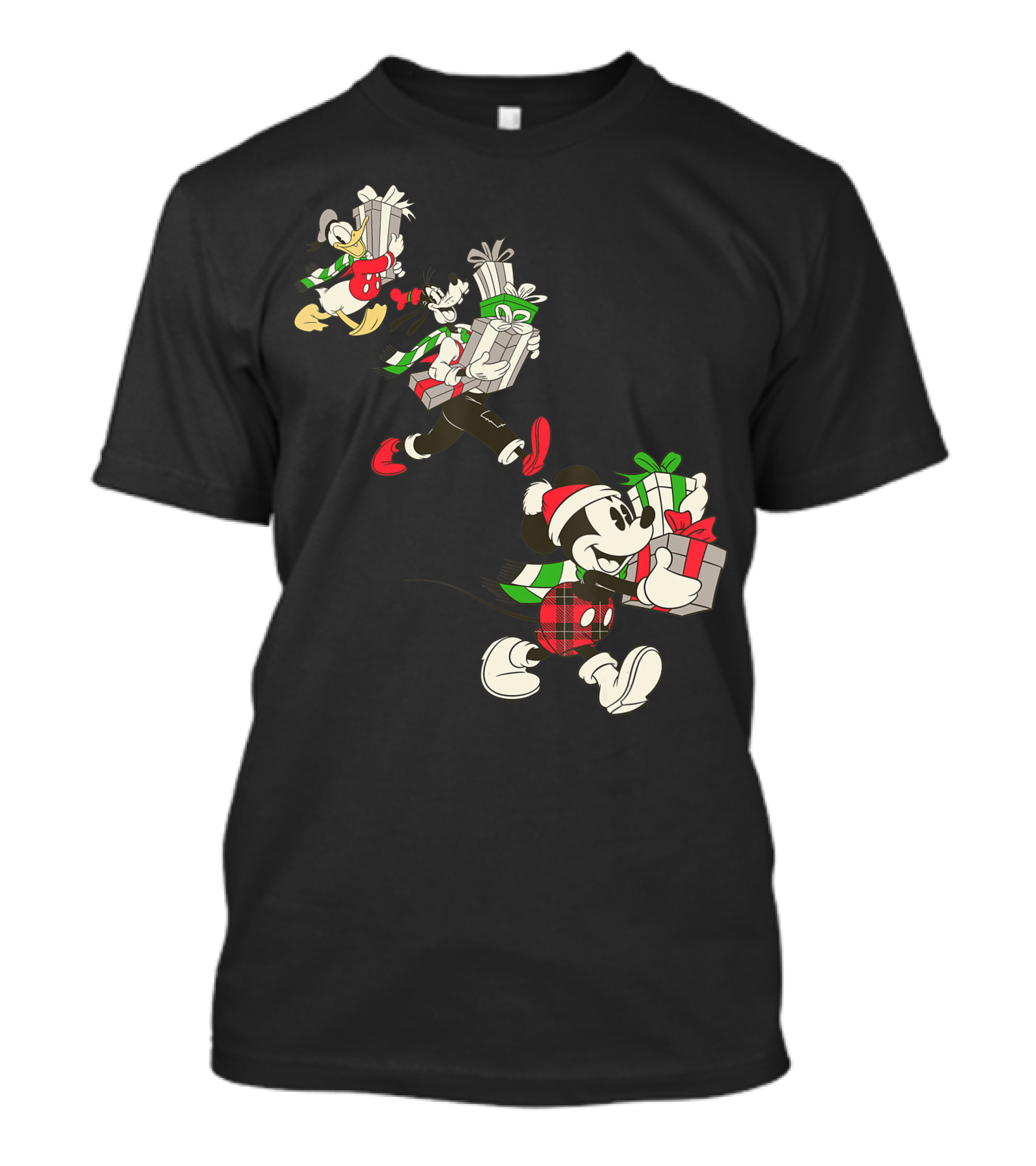Vintage Disney Mickey Goofy Donald Holiday Presents T-Shirt