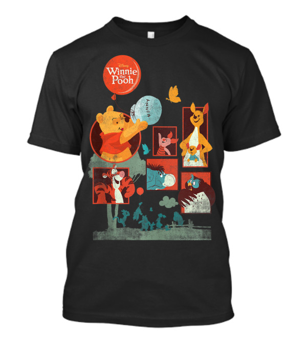 Disney Winnie The Pooh Tigger Eeyore Piglet Roo Kanga Balloon Panels T-Shirt