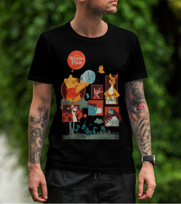 Disney Winnie The Pooh Tigger Eeyore Piglet Roo Kanga Balloon Panels T-Shirt