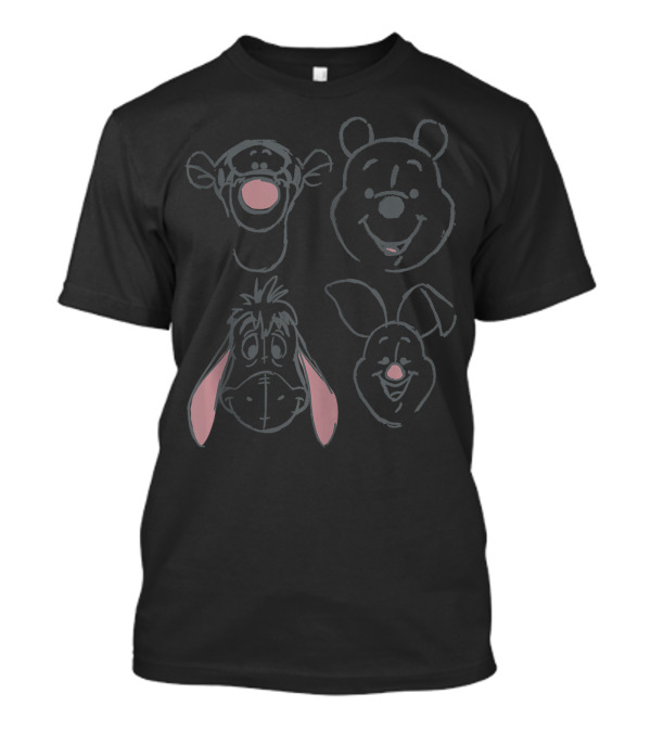 Disney Winnie The Pooh Tigger Eeyore Piglet Friends Sketch T-Shirt