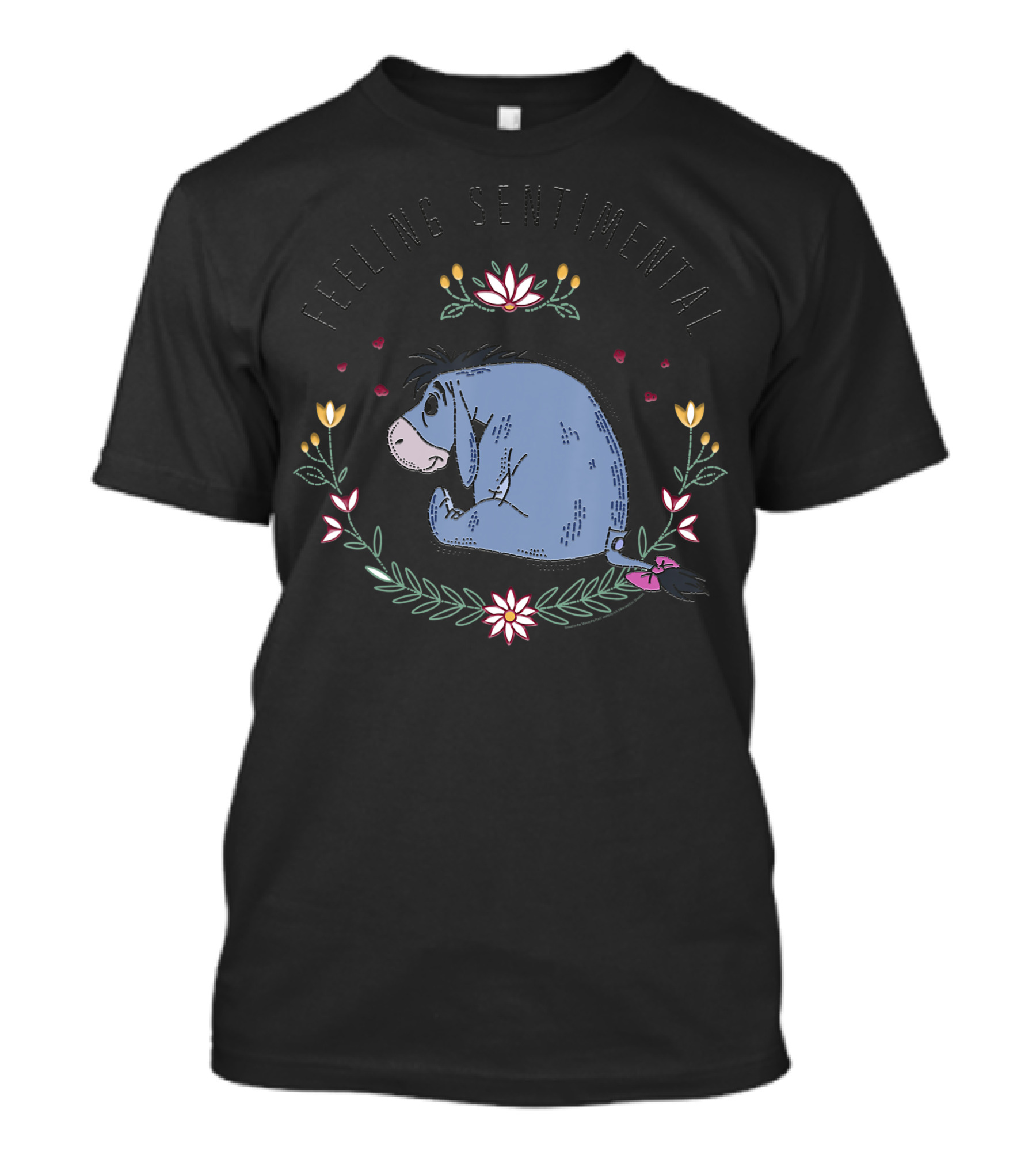 Disney Winnie The Pooh Eeyore Feeling Sentimental Surrounded By Flowers And Hearts T-Shirt