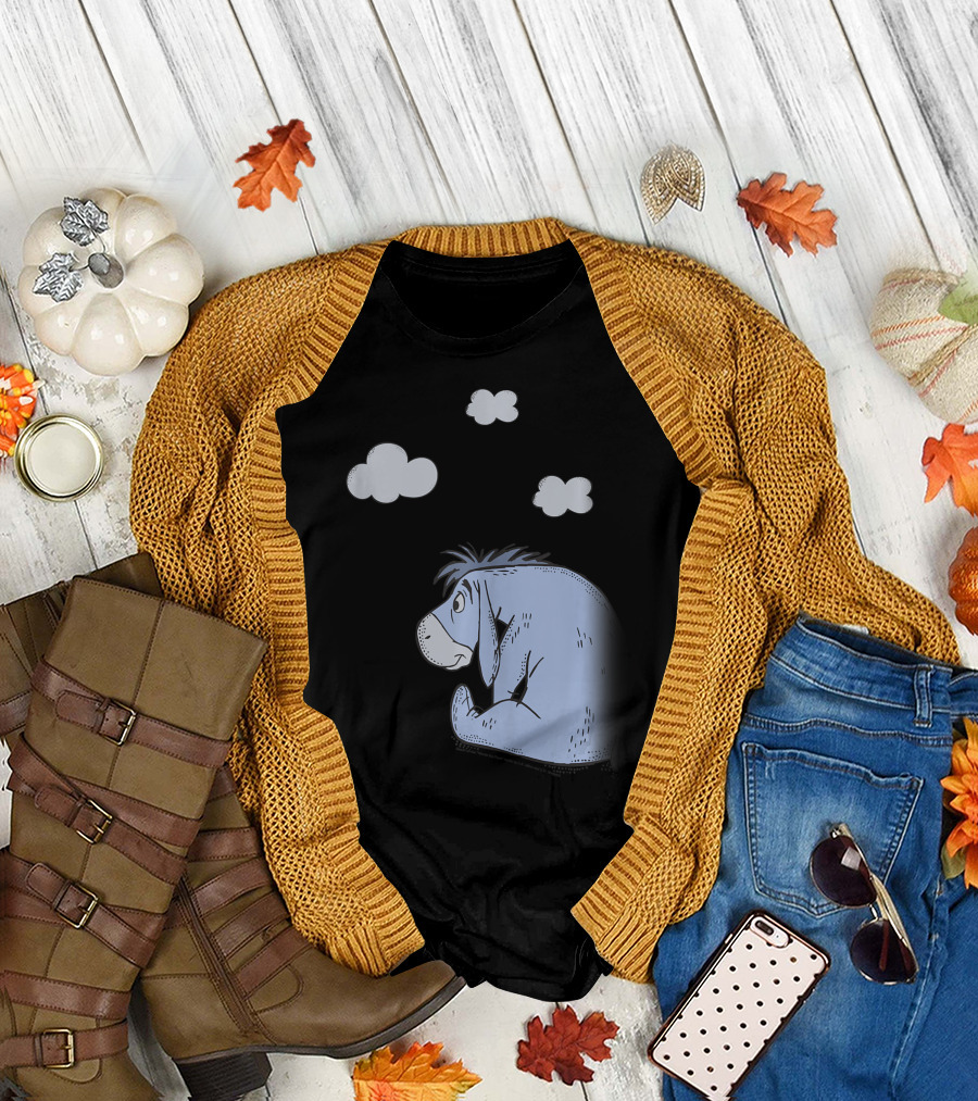 Disney Winnie The Pooh Eeyore Sitting Under Clouds T-Shirt
