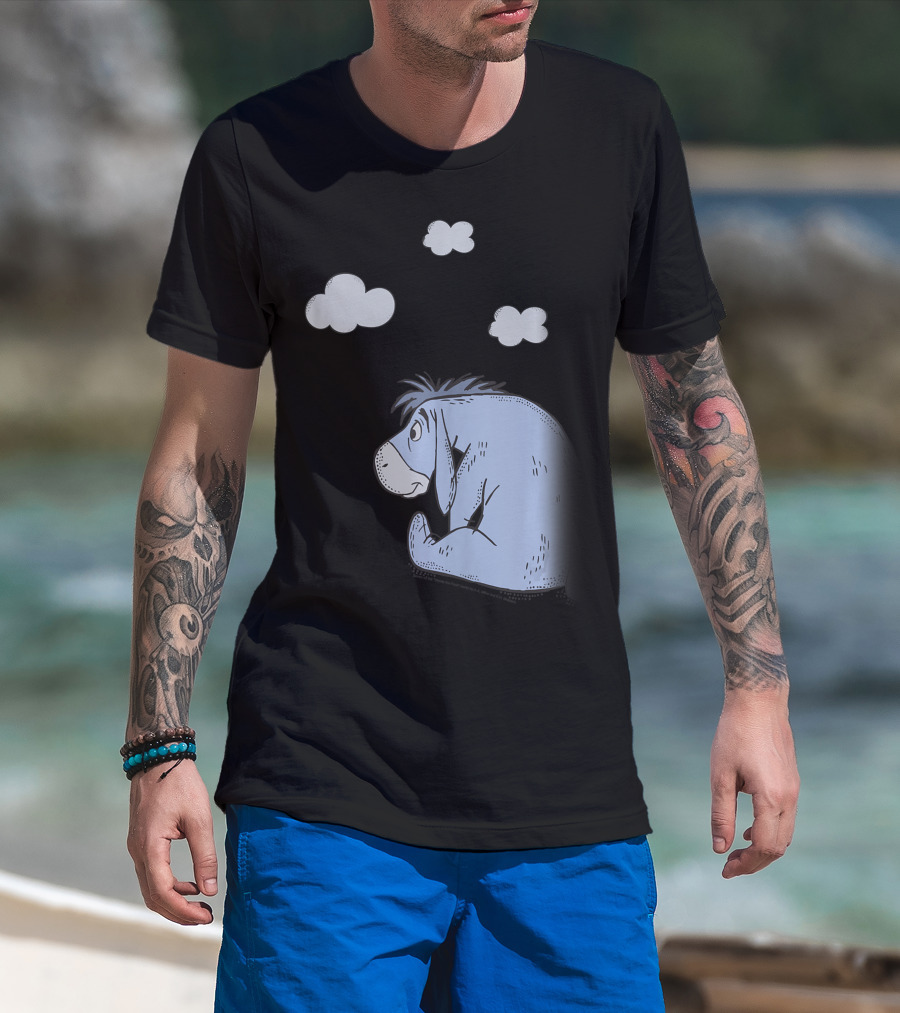 Disney Winnie The Pooh Eeyore Sitting Under Clouds T-Shirt