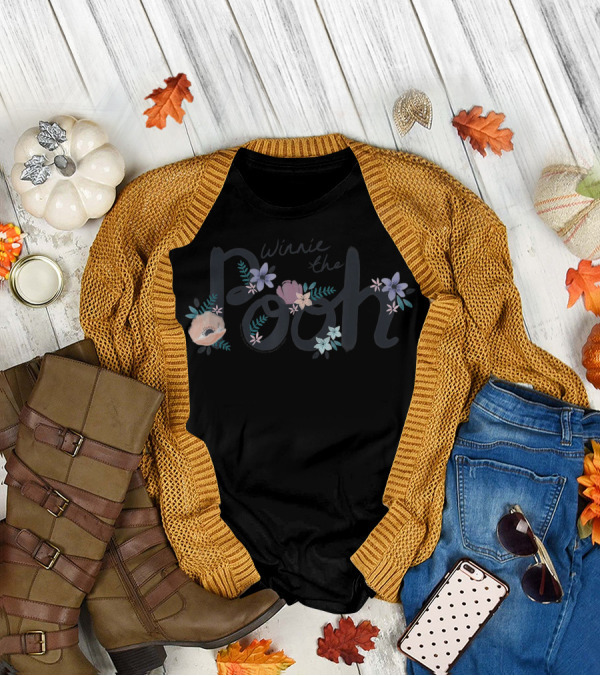 Winnie The Pooh Floral Typography Disney T-Shirt
