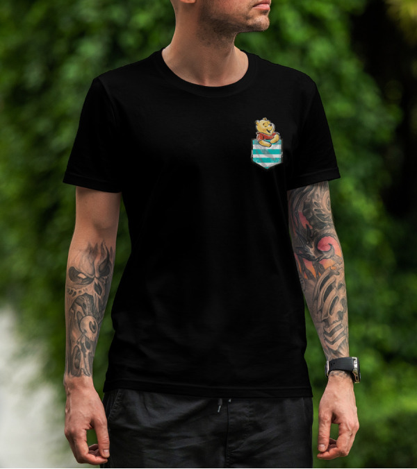 Disney Winnie The Pooh Pocket Striped Bear T-Shirt