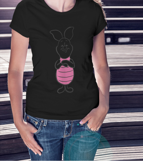 Disney Winnie The Pooh Piglet Simple Sketch Iconic Character T-Shirt