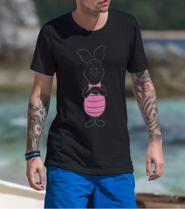 Disney Winnie The Pooh Piglet Simple Sketch Iconic Character T-Shirt